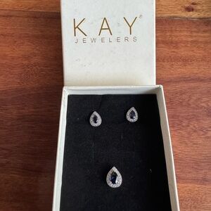 Kay Jewelers Silver and Blue Teardrop Earrings